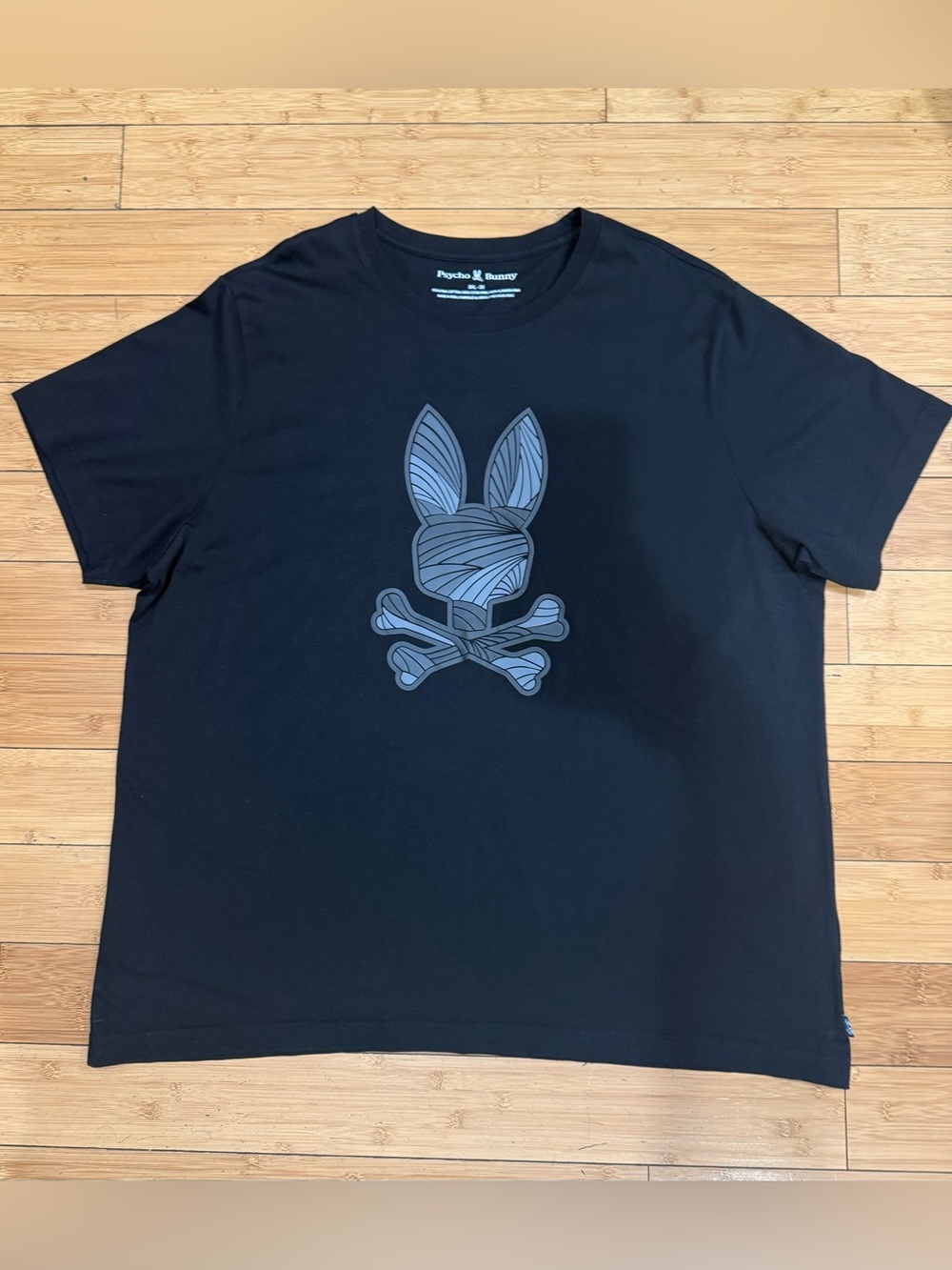 Psycho Bunny Black Tee with Navy Graphic Bunny